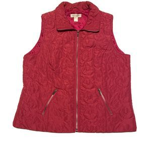 Christopher & Banks dark pink quilted vest women's size PL